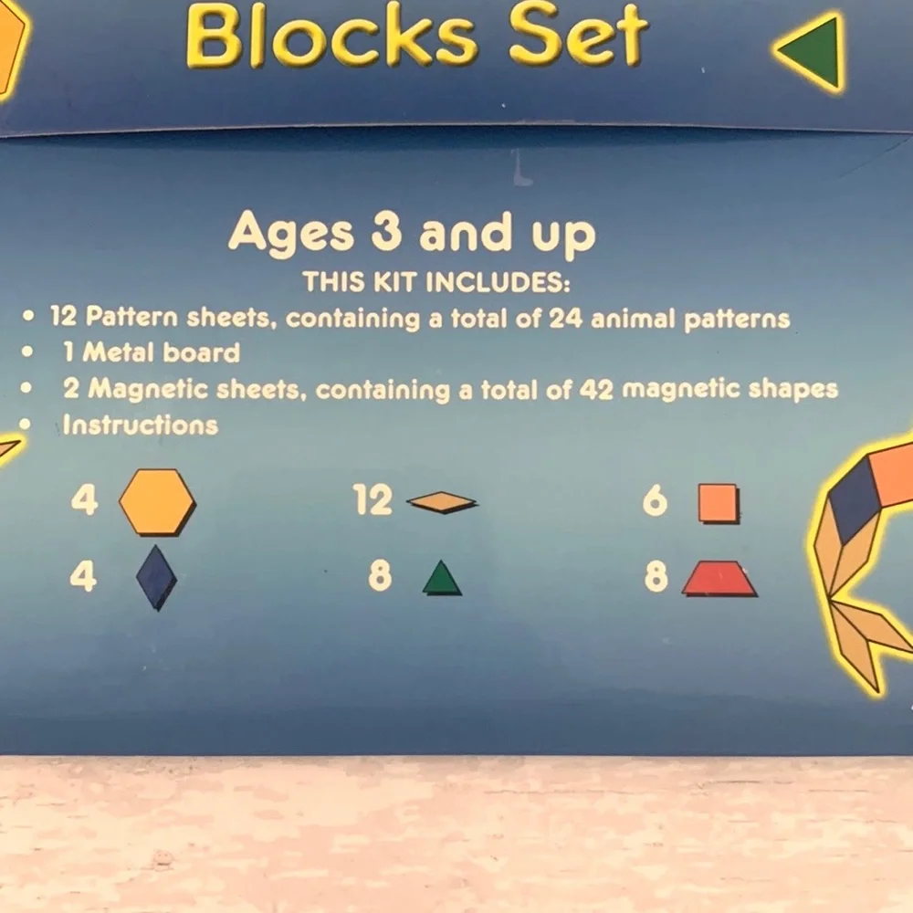 Animal Magnetic Pattern Blocks Set Kids Educational Toys Puzzle NEW